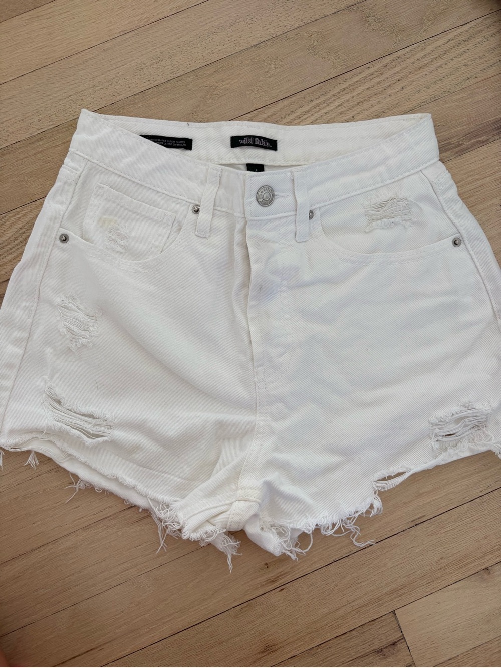wild fable White Distressed High-Rise Jean Shorts